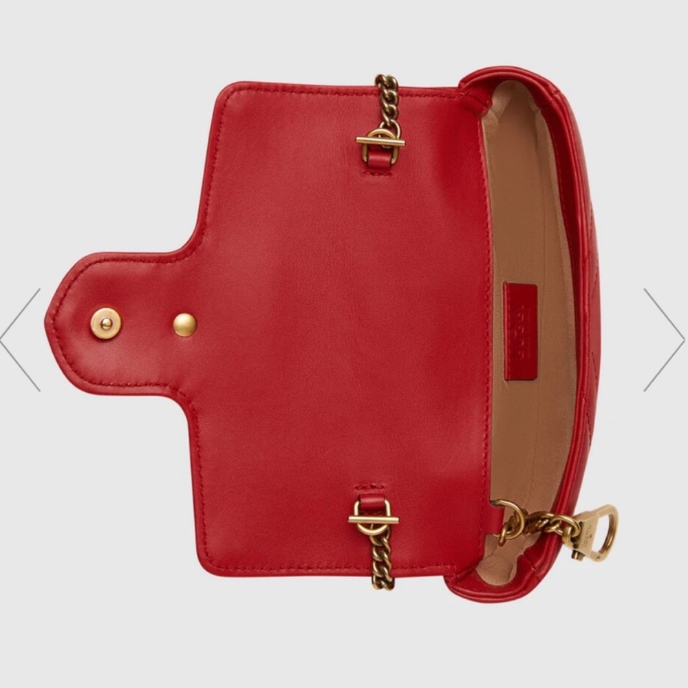 Gucci Super Mini Marmont Matelassé Leather Chain Crossbody Bag - Picture 16 of 17
